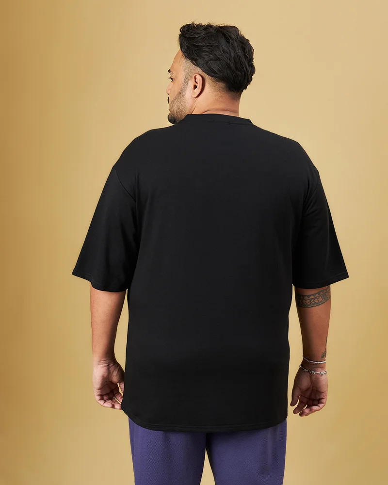 bewakoof  Men's Black Oversized Plus Size T-shirt for Men | Best Price UAE